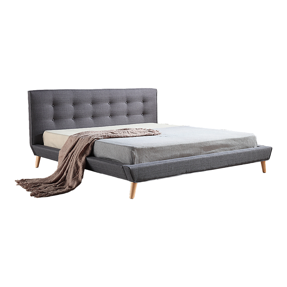 King Linen Fabric Deluxe Bed Frame Grey - Cosy Abode