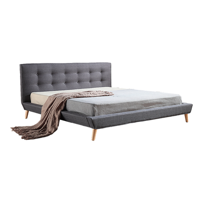 King Linen Fabric Deluxe Bed Frame Grey - Cosy Abode