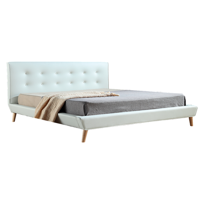 King PU Leather Deluxe Bed Frame White - Cosy Abode