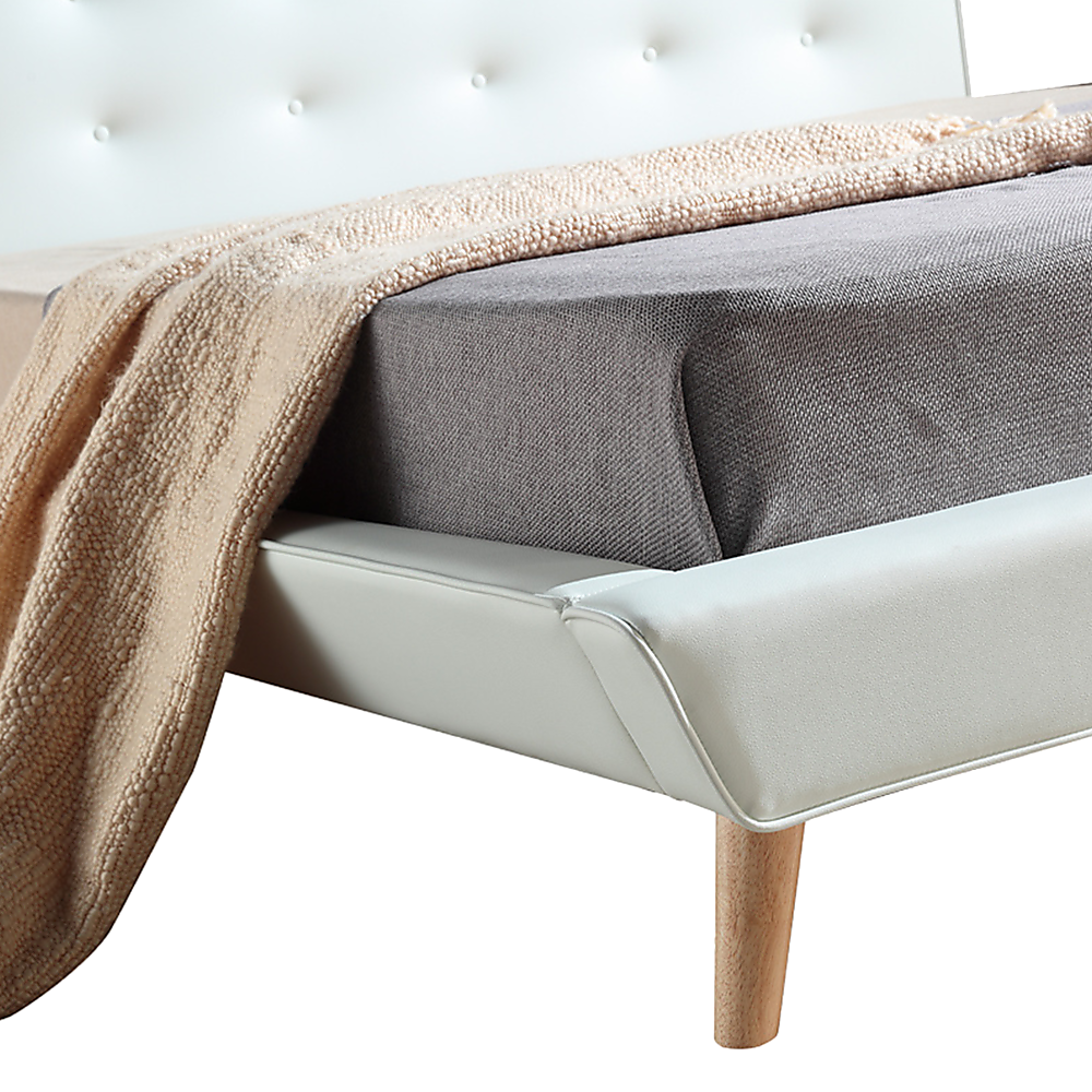 King PU Leather Deluxe Bed Frame White - Cosy Abode