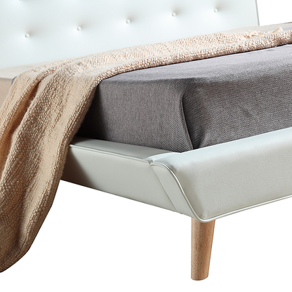 King PU Leather Deluxe Bed Frame White - Cosy Abode