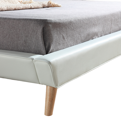 King PU Leather Deluxe Bed Frame White - Cosy Abode