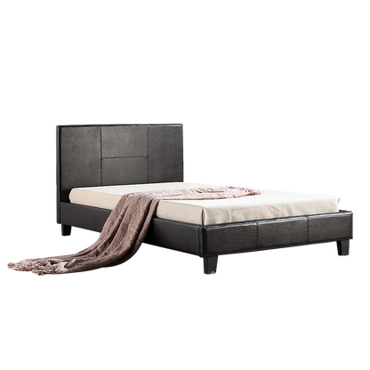 King Single PU Leather Bed Frame Brown - Cosy Abode