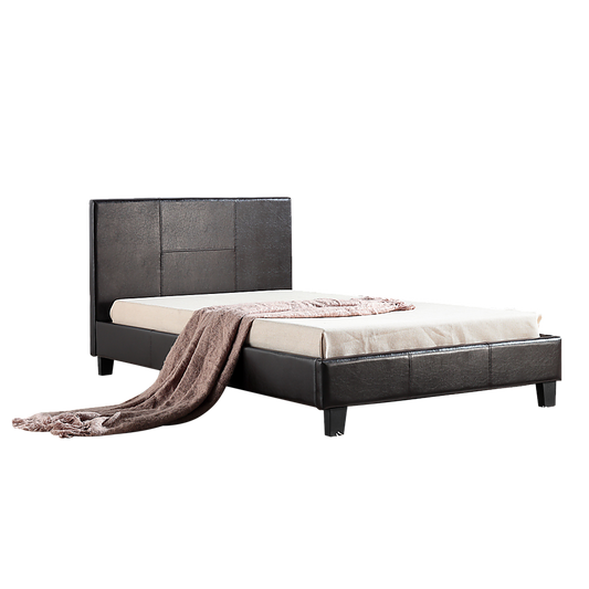King Single PU Leather Bed Frame Brown - Cosy Abode