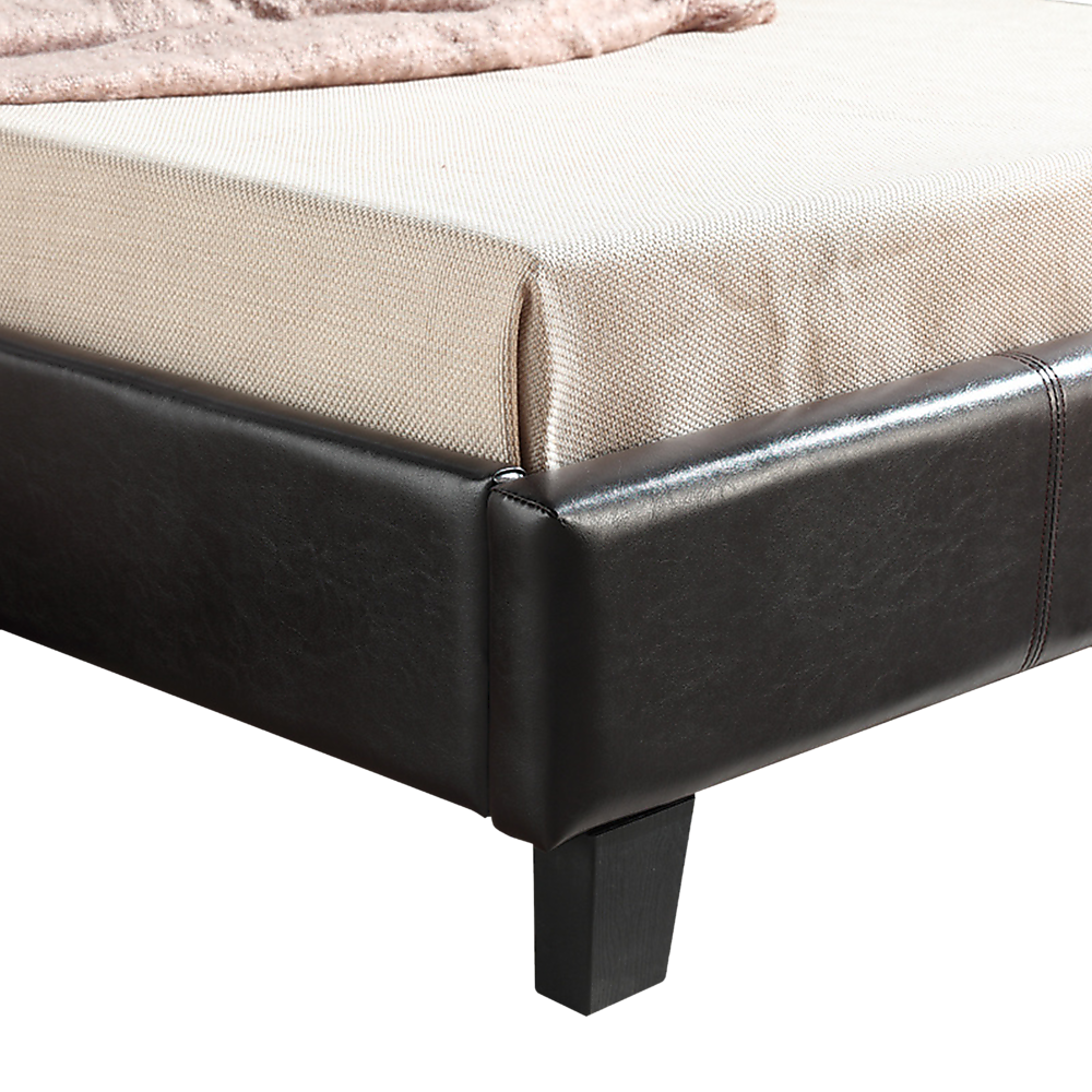 King Single PU Leather Bed Frame Brown - Cosy Abode