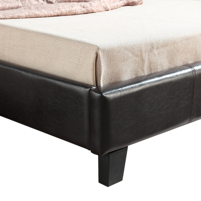 King Single PU Leather Bed Frame Brown - Cosy Abode