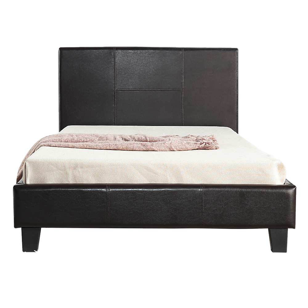King Single PU Leather Bed Frame Brown - Cosy Abode