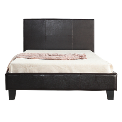 King Single PU Leather Bed Frame Brown - Cosy Abode
