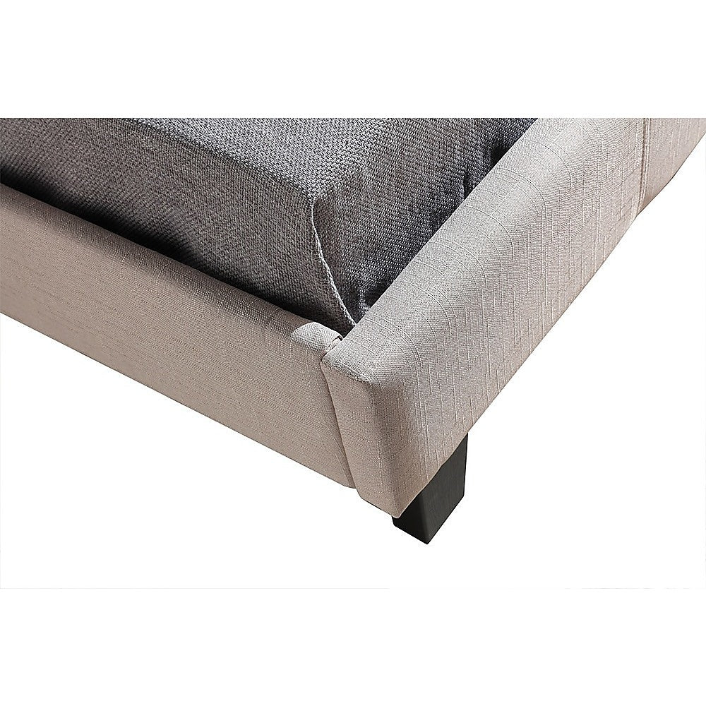 King Single Linen Fabric Bed Frame Beige - Cosy Abode