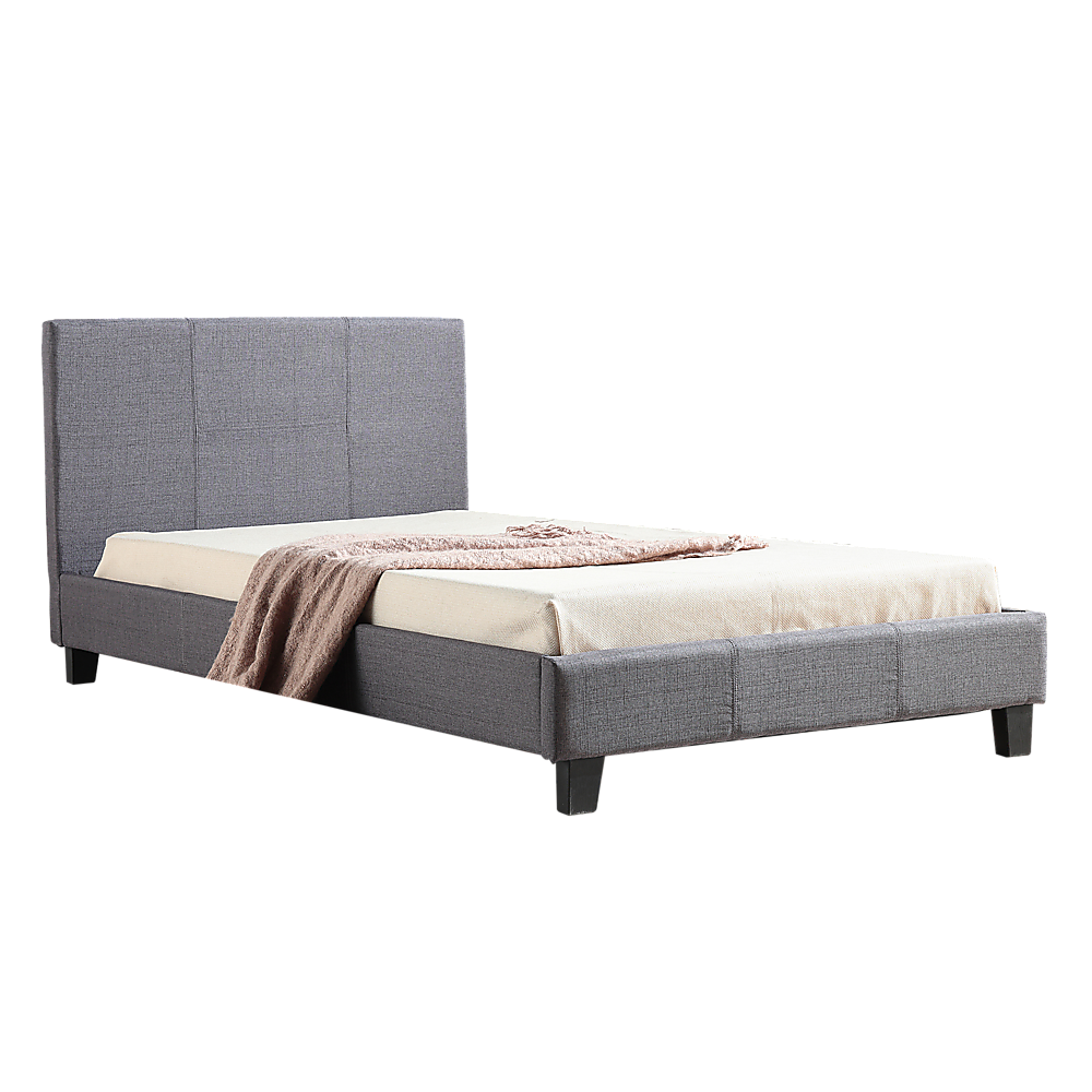 King Single Linen Fabric Bed Frame Grey - Cosy Abode
