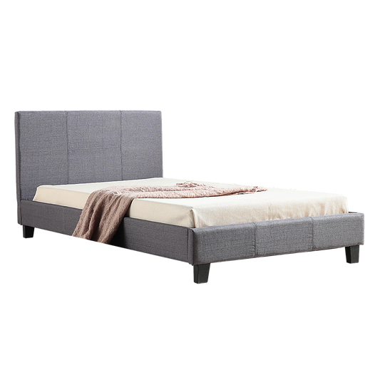 King Single Linen Fabric Bed Frame Grey - Cosy Abode
