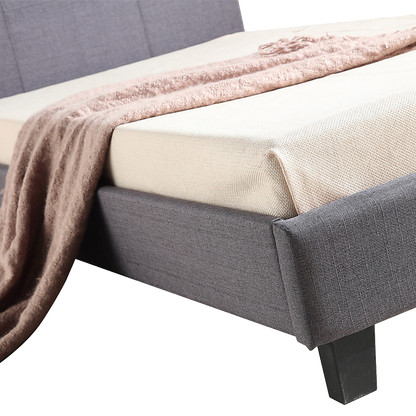 King Single Linen Fabric Bed Frame Grey - Cosy Abode