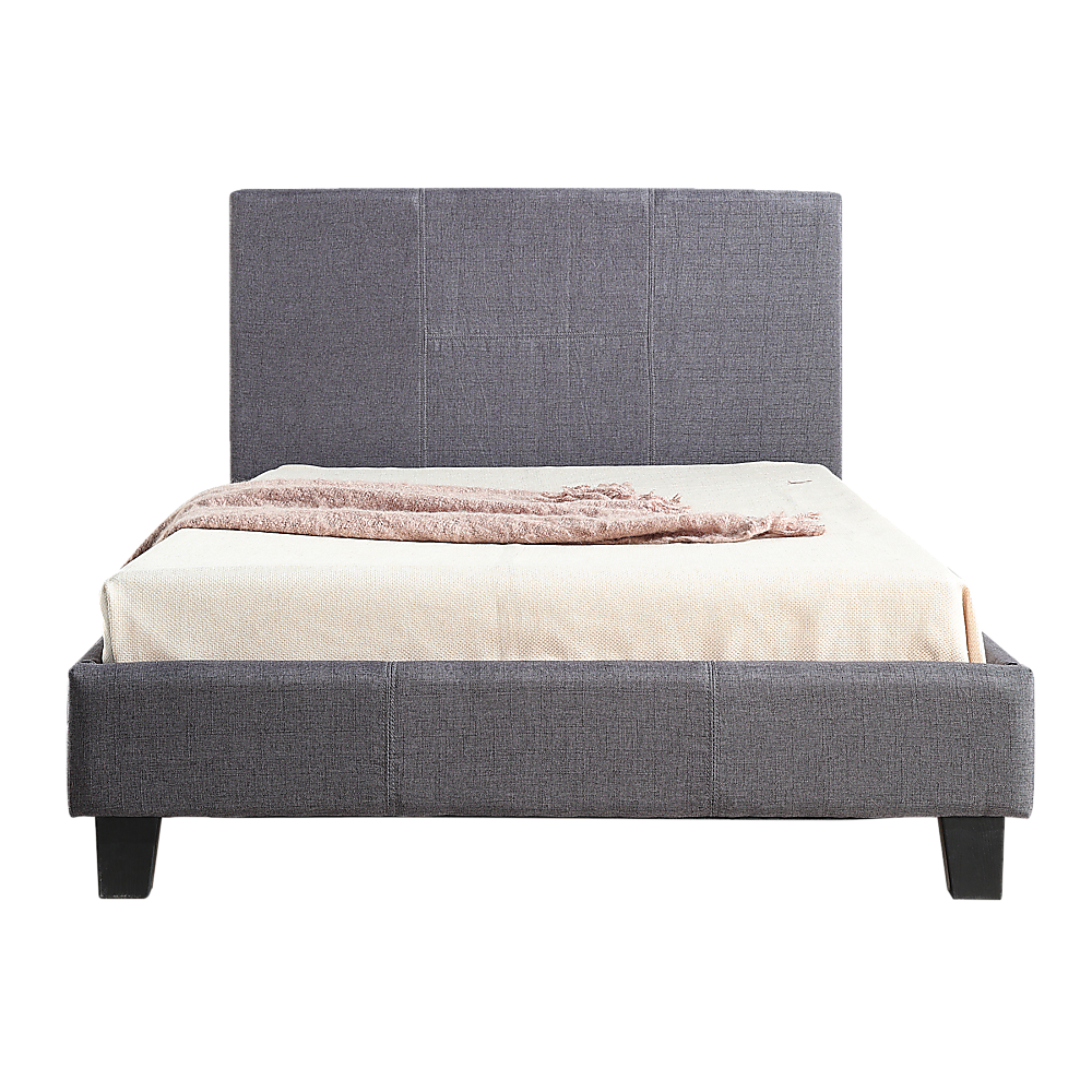 King Single Linen Fabric Bed Frame Grey - Cosy Abode