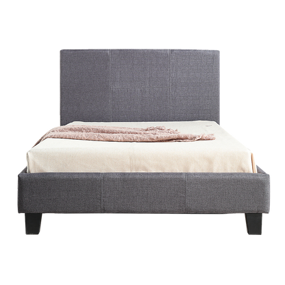King Single Linen Fabric Bed Frame Grey - Cosy Abode