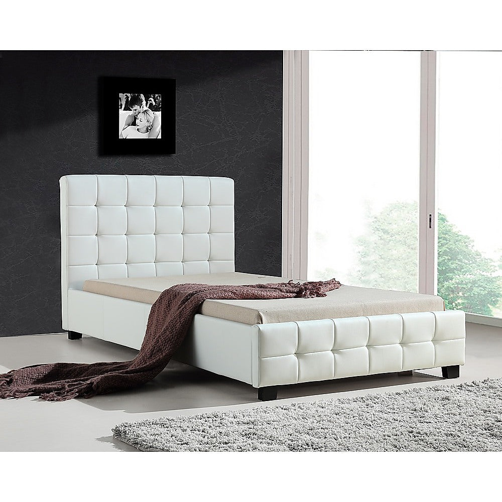 King Single PU Leather Deluxe Bed Frame White - Cosy Abode