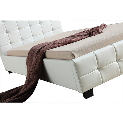 King Single PU Leather Deluxe Bed Frame White - Cosy Abode