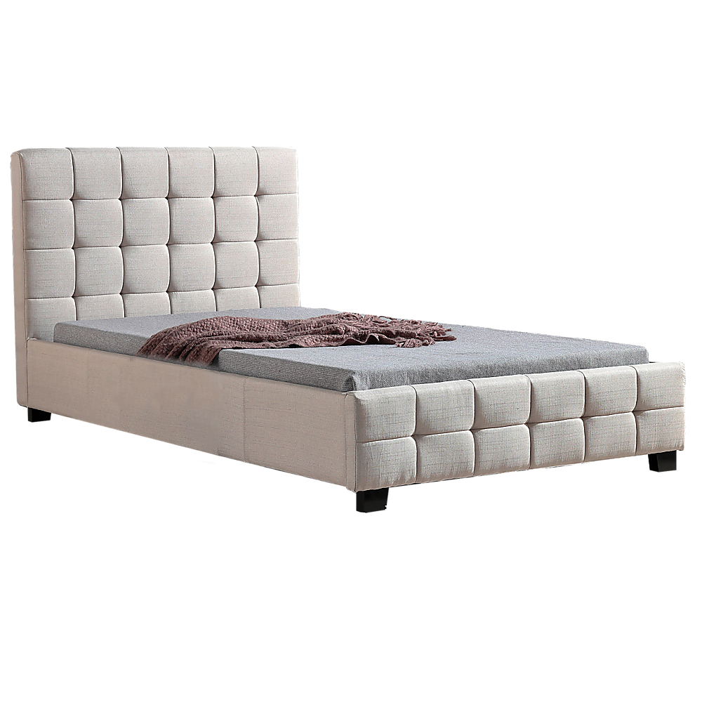 King Single Linen Fabric Deluxe Bed Frame Beige - Cosy Abode