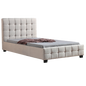 King Single Linen Fabric Deluxe Bed Frame Beige - Cosy Abode