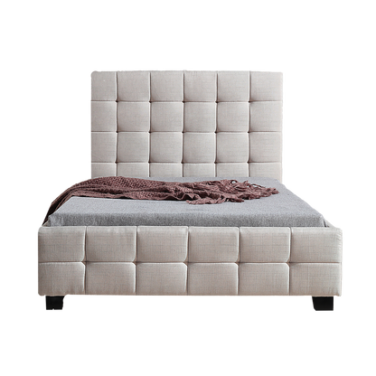 King Single Linen Fabric Deluxe Bed Frame Beige - Cosy Abode