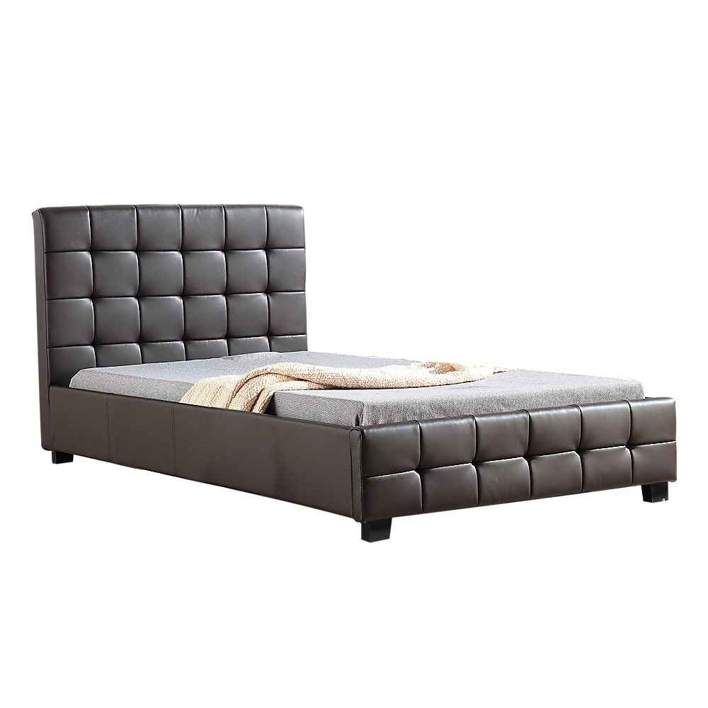 King Single PU Leather Deluxe Bed Frame Brown - Cosy Abode