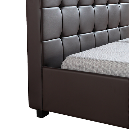 King Single PU Leather Deluxe Bed Frame Brown - Cosy Abode