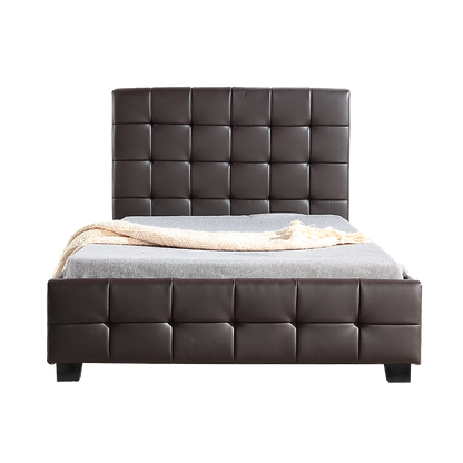 King Single PU Leather Deluxe Bed Frame Brown - Cosy Abode