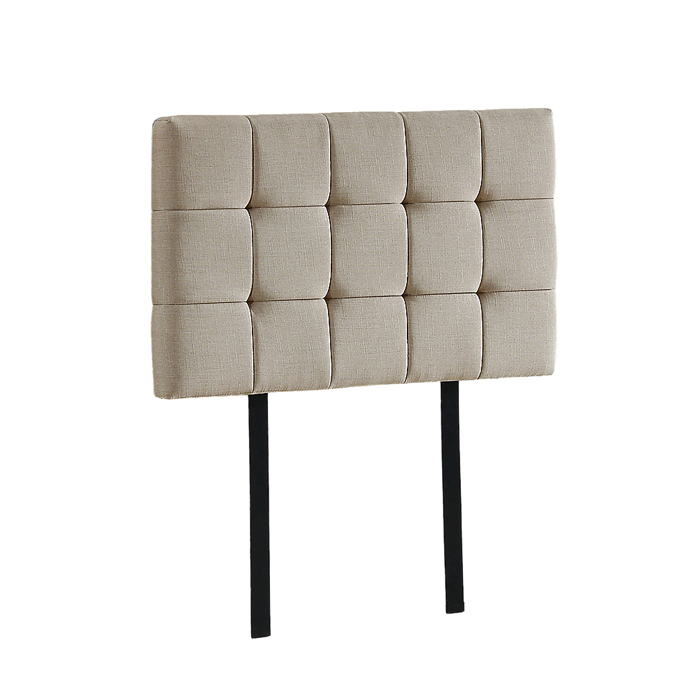 Linen Fabric Single Bed Deluxe Headboard Bedhead - Beige - Cosy Abode