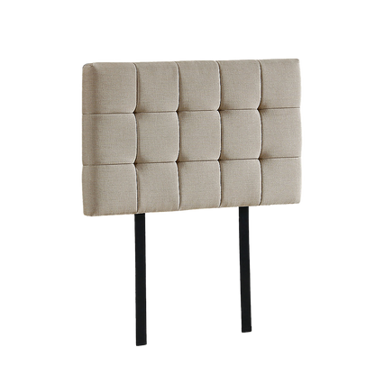 Linen Fabric Single Bed Deluxe Headboard Bedhead - Beige - Cosy Abode