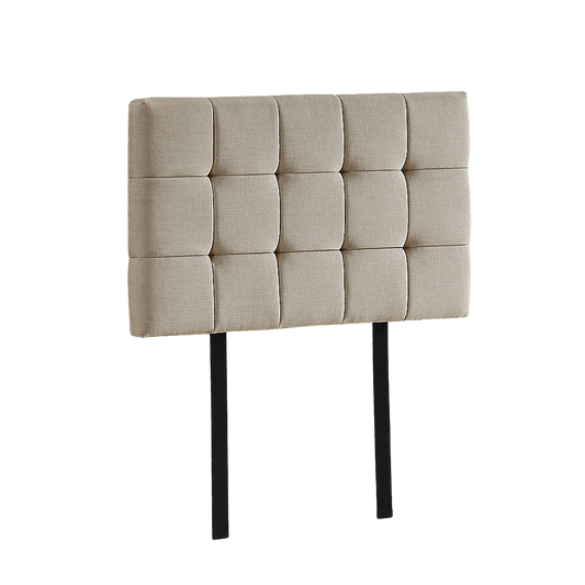 Linen Fabric Single Bed Deluxe Headboard Bedhead - Beige - Cosy Abode