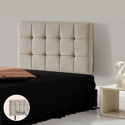 Linen Fabric Single Bed Deluxe Headboard Bedhead - Beige - Cosy Abode