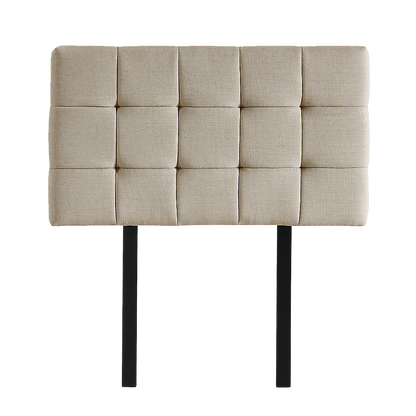 Linen Fabric Single Bed Deluxe Headboard Bedhead - Beige - Cosy Abode