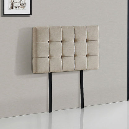 Linen Fabric Single Bed Deluxe Headboard Bedhead - Beige - Cosy Abode