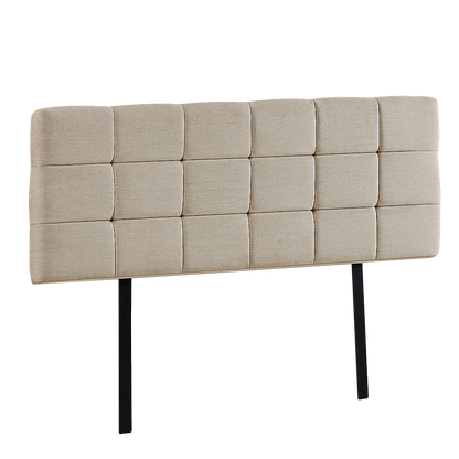 Linen Fabric King Bed Deluxe Headboard Bedhead - Beige - Cosy Abode