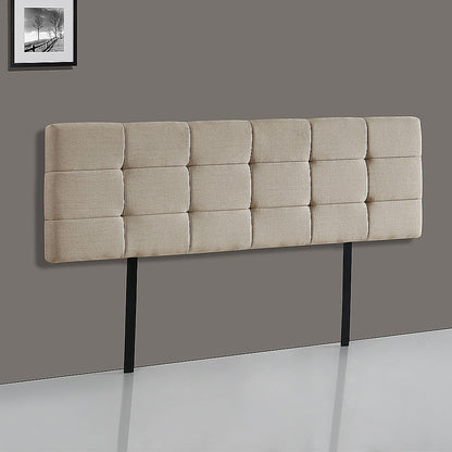 Linen Fabric King Bed Deluxe Headboard Bedhead - Beige - Cosy Abode