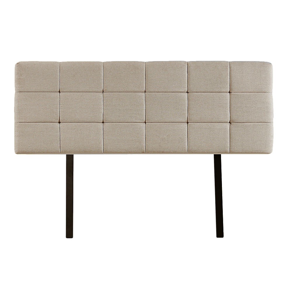Linen Fabric King Bed Deluxe Headboard Bedhead - Beige - Cosy Abode