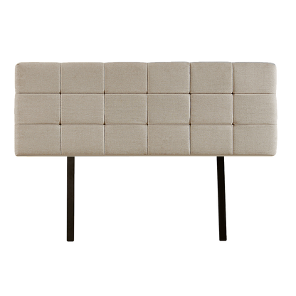 Linen Fabric King Bed Deluxe Headboard Bedhead - Beige - Cosy Abode