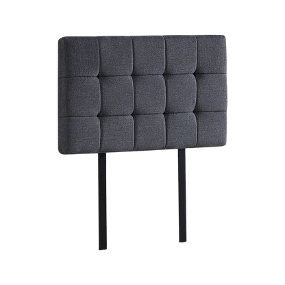 Linen Fabric Single Bed Deluxe Headboard Bedhead - Grey - Cosy Abode