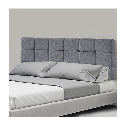 Linen Fabric Queen Bed Deluxe Headboard Bedhead - Grey - Cosy Abode