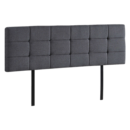 Linen Fabric King Bed Deluxe Headboard Bedhead - Grey - Cosy Abode