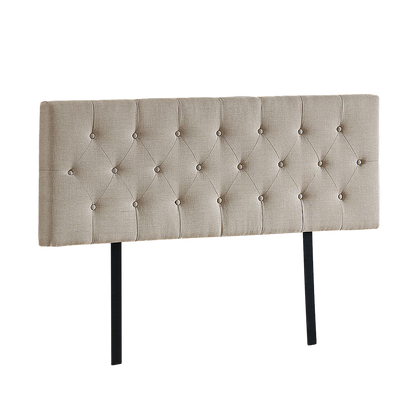 Linen Fabric Double Bed Deluxe Headboard Bedhead - Beige - Cosy Abode