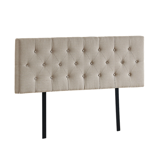 Linen Fabric Double Bed Deluxe Headboard Bedhead - Beige - Cosy Abode