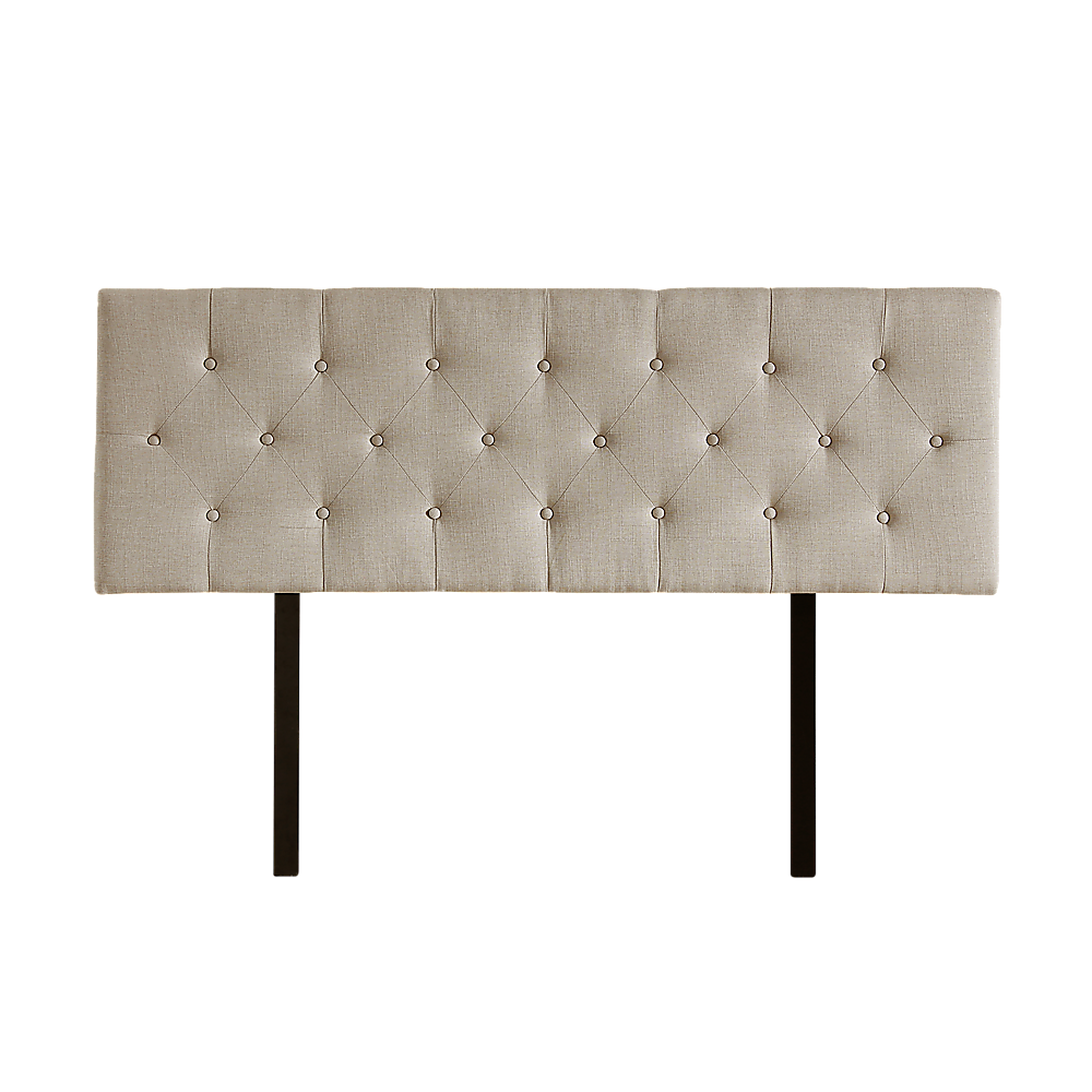 Linen Fabric Double Bed Deluxe Headboard Bedhead - Beige - Cosy Abode