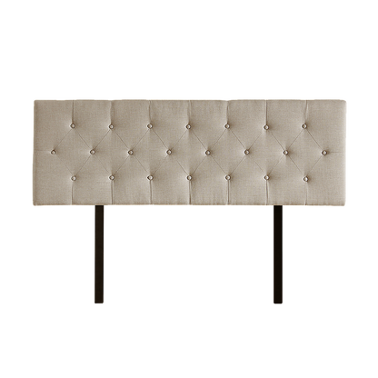 Linen Fabric Double Bed Deluxe Headboard Bedhead - Beige - Cosy Abode