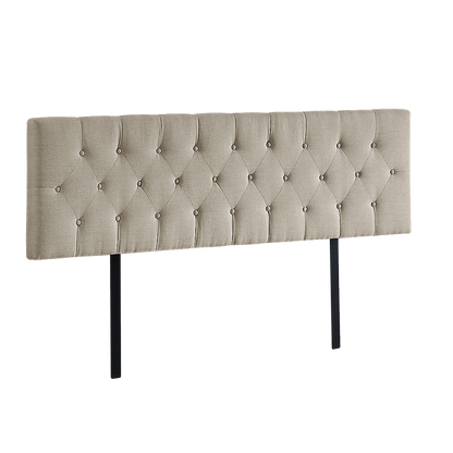 Linen Fabric King Bed Deluxe Headboard Bedhead - Beige - Cosy Abode
