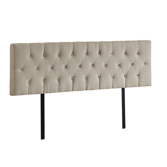 Linen Fabric King Bed Deluxe Headboard Bedhead - Beige - Cosy Abode