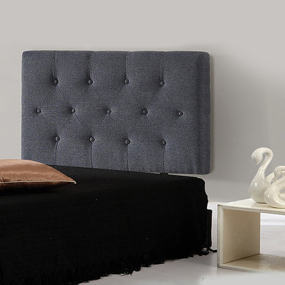 Linen Fabric Single Bed Deluxe Headboard Bedhead - Grey - Cosy Abode