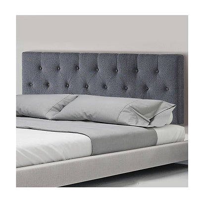 Linen Fabric Double Bed Deluxe Headboard Bedhead - Grey - Cosy Abode