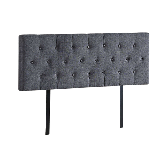 Linen Fabric Queen Bed Deluxe Headboard Bedhead - Grey - Cosy Abode