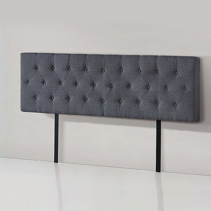 Linen Fabric King Bed Deluxe Headboard Bedhead - Grey - Cosy Abode