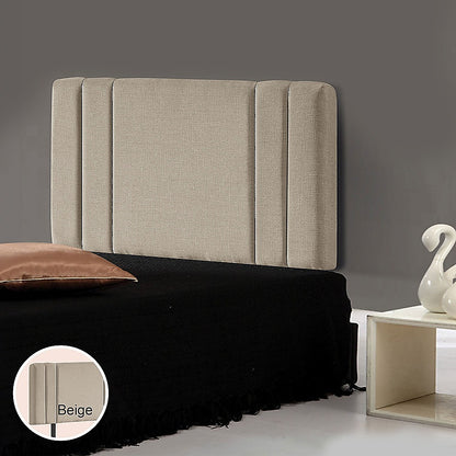 Linen Fabric Single Bed Deluxe Headboard Bedhead - Beige - Cosy Abode